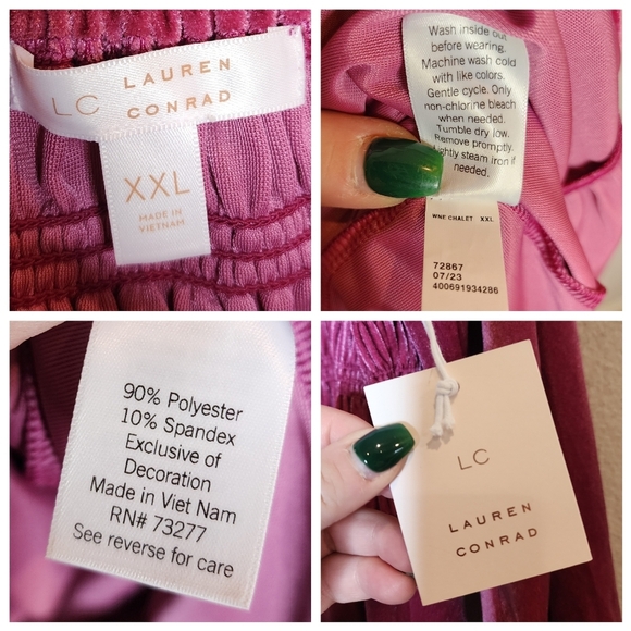 NWT Lauren Conrad Velvet Smocked Bodice Midi Dress Wine Pink Red XXL - Picture 2 of 13